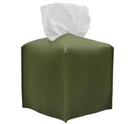 Livelab Tissue Box Cover, Square Decorative PU Leather Tissue Box Holder Modern Tissue Case Facial Paper Organizer Dispenser for Bathroom, Vanity Countertop, Night Stands, Desk 5X5X5'' | Olive Green