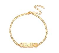 liveliwithmin 12 Constellations Bracelet Stainless Steel 12 Zodiac Letter Bracelet for Women Men Best Friends Gold Constellations Bracelet birthday Christmas Gift, L, Zinc, no gemstone