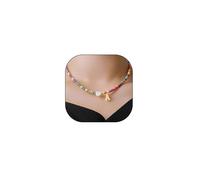 liveliwithmin Colorful Beaded Initial Necklaces Handmade Beads Choker Necklace Bohemian Gold Initial Letter A-Z Necklace Jewelry, Zinc, No Gemstone