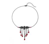 liveliwithmin Gothic Black Vimpire Bat Choker Necklace Hippie Punk Long Tassel Chain Teardrops Pendant Halloween Cosplay Jewelry, One Size, Metal, No Gemstone