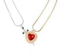 liveliwithmin Valentine's Day Ruby Love Heart Necklace for Couple One Arrow Piercing Heart Pendant Necklace for His Her Rhinestone Heart and Sword Necklace You're in My Heart Necklace Jewelry, One