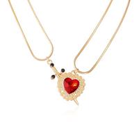 liveliwithmin Valentine's Day Ruby Love Heart Necklace for Couple One Arrow Piercing Heart Pendant Necklace for His Her Rhinestone Heart and Sword Necklace You're in My Heart Necklace Jewelry, One
