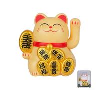 Lively and Cute Feng Shui Lucky Cat with Swinging Arms Great for Various Settings (Yellow)