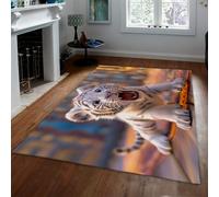 Lively and Vibrant Style Area Rugs 120x240cm Rugs Cute White Tiger Cub Pattern Area Rug Washable Carpet for Living Room Bedroom Home Decor Low Pile Non Slip