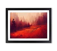 Lively Autumn Forest Framed Print | A2 Black Framed Wall Art | Ready to Hang | Modern Landscape Picture | Living Room Bedroom Lounge Office