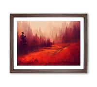 Lively Autumn Forest Framed Print | A2 Walnut Framed Wall Art | Ready to Hang | Modern Landscape Picture | Living Room Bedroom Lounge Office