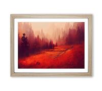Lively Autumn Forest Framed Print | A4 Oak Framed Wall Art | Ready to Hang | Modern Landscape Picture | Living Room Bedroom Lounge Office