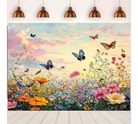 lively butterfly party banner with spring theme suitable for birthdays holidays parties multiple sizes to choose from background