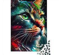 Lively Colored Cat Face Paper Jigsaw Puzzle for Adults 1000 Piece Puzzles for Teenagers Creative Jigsaw Puzzles Family Challenging Games Toys 1000pcs (38x26cm)