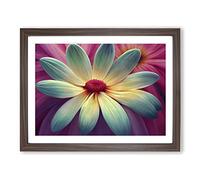 Lively Daisy Flower Framed Print | A2 Walnut Framed Wall Art | Ready to Hang | Modern Floral Picture | Living Room Bedroom Lounge Office