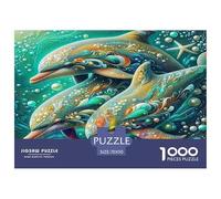 Lively Dolphin 1000 Piece Animal Jigsaw Puzzle for Adults And Kids Family Puzzle Educational Games 1000 Pieces Beautiful Decoration Puzzle Challenge High Difficulty 70x50cm/1000pcs