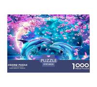 Lively Dolphin 1000 Piece Animal Jigsaw Puzzles for Adults And Kids Challenging Puzzle Games 1000 Pieces Stress Reliever for Women, Gifts for Men 38x26cm/1000pcs