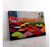 Lively Flower Market Canvas Wall Art Print Ready to Hang, Framed Picture for Living Room Bedroom Home Office Décor, 50x35 cm (20x14 Inch)