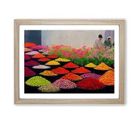 Lively Flower Market Framed Print | A2 Oak Framed Wall Art | Ready to Hang | Modern Floral Picture | Living Room Bedroom Lounge Office