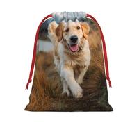 Lively Golden Retriever Print Drawstring Gift Bag Durable And Versatile, Perfect For Festive Occasions