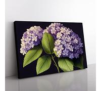 Lively Hydrangea Flowers Canvas Wall Art Print Ready to Hang, Framed Picture for Living Room Bedroom Home Office Décor, 50x35 cm (20x14 Inch)
