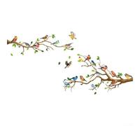Lively Nature Bird Tree Branch Stickers Creating Fun Atmosphere in For Kid's Nursery or Office Settings