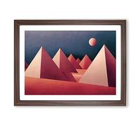 Lively Pyramids Abstract Framed Print | A3 Walnut Framed Wall Art | Ready to Hang | Abstract Cityscape Picture | Living Room Bedroom Lounge Office