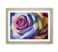Lively Rose Flower Framed Print | A3 Oak Framed Wall Art | Ready to Hang | Modern Floral Picture | Living Room Bedroom Lounge Office