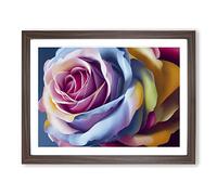 Lively Rose Flower Framed Print | A3 Walnut Framed Wall Art | Ready to Hang | Modern Floral Picture | Living Room Bedroom Lounge Office
