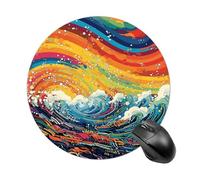 Lively Sea View Mouse Pad Round Laptop Mouse Mat Cute Computer Mousepad Keyboard Pad Non-Slip Desk Pads for Gaming Office Work Home