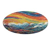 Lively Sea View Round Area Rug Non Slip Backing Doormat Water Absorbent Plush Throw Low-Pile Non-Slip Floor Mat Carpet for Living Room Bedroom Entryway Nursery Room 60 * 60cm