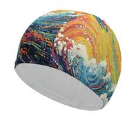 Lively Sea View Swim Cap for Women Men Swimming Hat Bath Waterproof Pool Caps for Long Thick Curly Hair