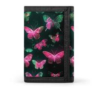 Lively Sea View Trifold Wallet Front Pocket Coin Purse - Slim Credit Card Holder for Men & Women, Neon Butterfly, One Size, Classic