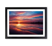 Lively Seascape At Sunset Framed Wall Art Print A2 Black