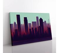 Lively Skyscraper Skyline Canvas Wall Art Print Ready to Hang, Framed Picture for Living Room Bedroom Home Office Décor, 60x40 cm (24x16 Inch)