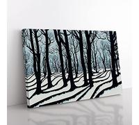 Lively Winter Forest Canvas Wall Art Print Ready to Hang, Framed Picture for Living Room Bedroom Home Office Décor, 50x35 cm (20x14 Inch)