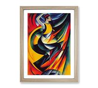 Lively Woman Abstract Art Framed Print | A2 Oak Framed Wall Art | Ready to Hang | Abstract Fantasy Picture | Living Room Bedroom Lounge Office