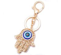LivelyBuy Hamsa Hand Amulet Golden Keychain Eye of Fatima Lovely Talisman Khamsa Symbol Pendant Evil Eye Keyring Brings Luck and Protect Spiritual Gift