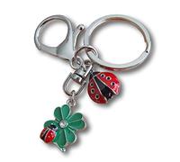 LivelyBuy Lucky Clover with Ladybird Keyring Fortune Cute Charm keychain Unisex Gift