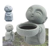 livelyfish 3pcs Japanese Monk Statue Praying Zen Sandstone Buddha Statues Asian Garden Sculptures for Good Luck Feng Shui Home Decor, A