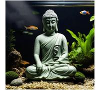 livelyfish Aquarium Buddha Statue Small Ancient Meditating Buddah Figurine Fish Tank Buda Decoration Japanese Zen Ornaments Sandstone Sitting Buddha Underwater Landscape Decor, B