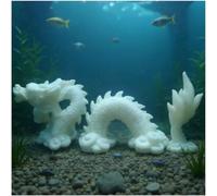 livelyfish Aquarium Dragon Statue Sandstone Ornaments Asian Fish Tank Decor for Freshwater Saltwater Tank Landscape Garden Decorations (White)