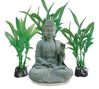 livelyfish Asian Stone Buddha Figurines for Aquarium Zen Garden Fish Tank Statue Decorations Mini Stone Buddha Zen Garden Sculptures Decor,Gift