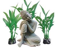 Livelyfish Asian Stone Buddha Figurines for Aquarium Zen Garden Fish Tank Statue Decorations Mini Stone Buddha Zen Garden Sculptures Decor,Gift