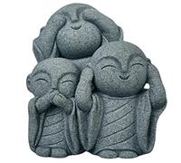 livelyfish Japanese Buddha Statue Bosatsu Feng Shui Praying Monk Statue Sandstone Happy/Smiling Miniature Figurine Ornament for Fish Tank Aquarium Home Garden Decoration, 13
