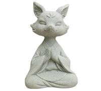 livelyfish Meditating Buddha Fox Statue Aquarium Zen Statue Yoga Animal Figurines Sandstone Sculpture for Fish Tank Garden Tabletop Decor, S1