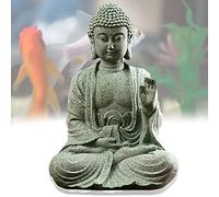 livelyfish Meditating Buddha Statue Natural Sandstone Buda Sculptures for Fish Tank Aquarium Decorations Home Zen Garden Bonsai Ornament Decor, Gifts (Fearless-Small)