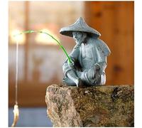 livelyfish Mini Fisherman Statue Old Man Statues Fairy Garden Figurine Sandstone Ornaments Asian Japanese Zen Decoration for Aquarium Fish Tank Pot Decor, C