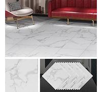 Livelynine 16pcs Self Adhesive Floor Tiles Grey White Vinyl Flooring Marble Look Vinyl Floor Tiles Stick on Floors Tile Waterproof Bathroom Flooring Kitchen 30cm x 30cm