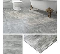 Livelynine 32 Tiles Bathroom Floor Tiles Self Adhesive Waterproof Grey Kitchen Flooring Lino Rustic Self Adhesive Floor Tiles Grey Wood Effect 30x30 Floor Stickers for Living Room Hallway Bedroom