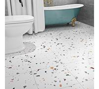Livelynine 32pcs Self Adhesive Floor Tile Peel and Stick Floor Tiles 30x30cm Bathroom Tiles Self Adhesive Kitchen Flooring Tile Stickers Hallway Floor-Tiles Terrazzo White Vinyl Flooring