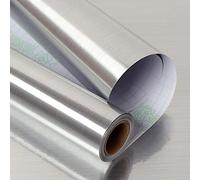 Livelynine 40 cm x 10.05 m Adhesive Film Silver Metallic Shiny Brushed Stainless Steel Fridge Film Self-Adhesive Film for Dishwasher Furniture Kitchen Back Wall Gas Stove Minibar