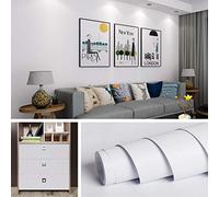 Livelynine 40CMx5M Plain White Wallpaper Peel and Stick Contact Paper Self Adhesive Vinyl Wrap for Kitchen Cupboards Paintable Sticky Back Plastic Roll Furniture Stickers Bathroom Cabinet Covering