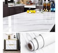 Livelynine 5M X 60 cm Large White Marble Wallpaper Sticky Back Plastic Kitchen Worktop Covering Contact Paper Marble Effect Self Adhesive Vinyl Wrap for Kitchen Counter Top Furniture Table Sticker