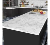 Livelynine 5M X 60 cm Matt Marble Sticky Back Plastic Roll White Marble Vinyl Wrap for Kitchen Worktop Covering Grey Washable Kitchen Wallpaper Self Adhesive Contact Paper Kitchens Counter Wrap